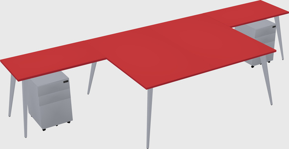 Shared l-shaped office desk system