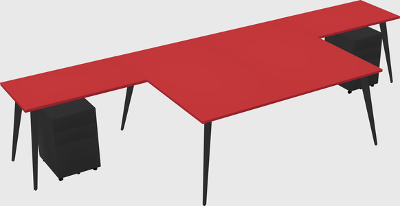 Shared l-shaped office desk system