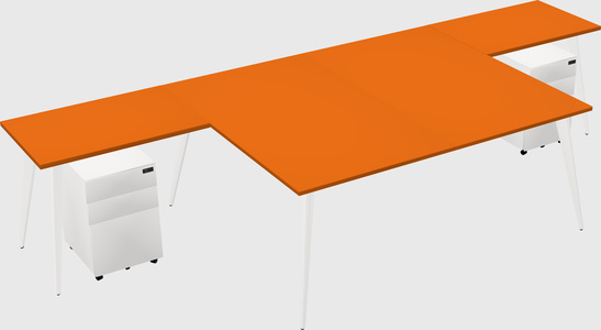 Shared l-shaped office desk system