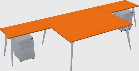 Shared l-shaped office desk system