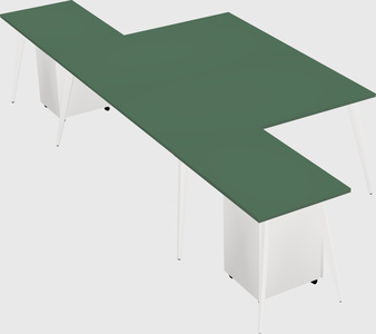 Shared l-shaped office desk system