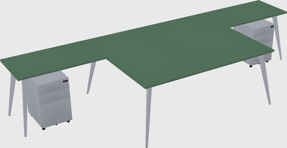 Shared l-shaped office desk system
