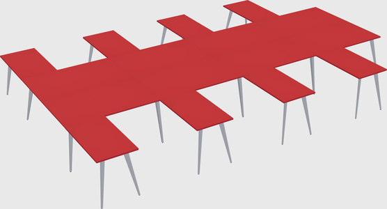 Shared l-shaped office desk system