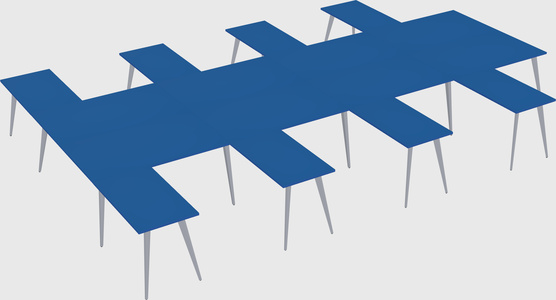 Shared l-shaped office desk system