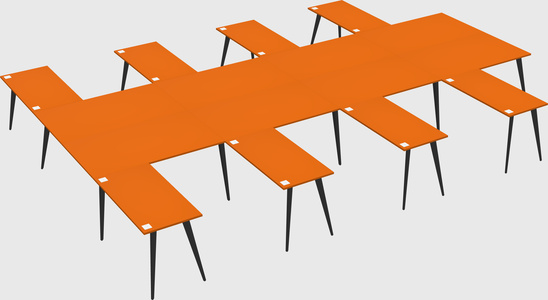 Shared l-shaped office desk system