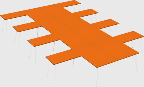 Shared l-shaped office desk system