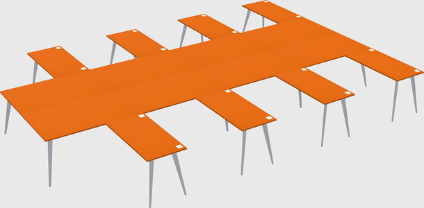 Shared l-shaped office desk system