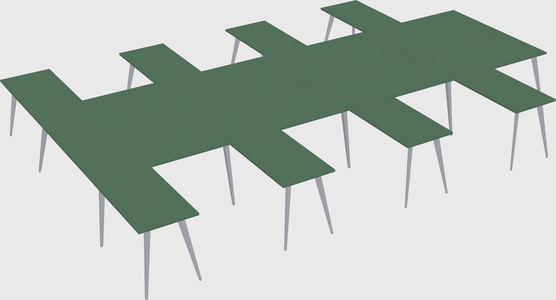 Shared l-shaped office desk system