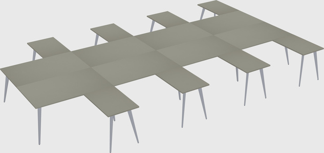 Shared l-shaped office desk system