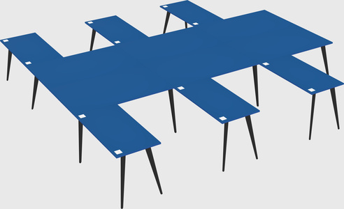 Shared l-shaped office desk system