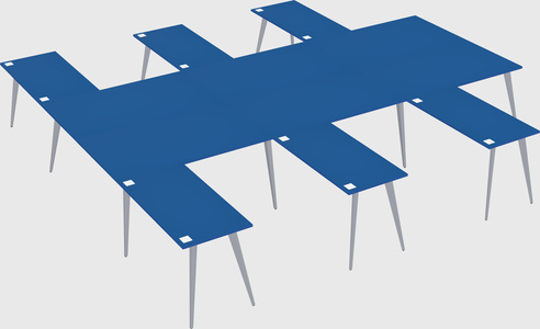 Shared l-shaped office desk system