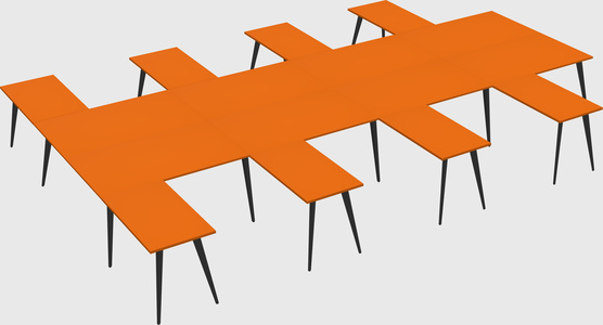 Shared l-shaped office desk system
