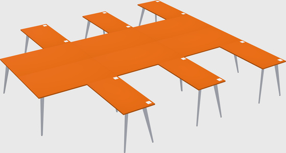 Shared l-shaped office desk system