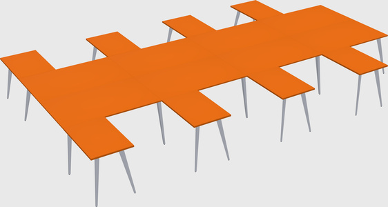 Shared l-shaped office desk system