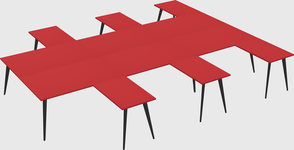 Shared l-shaped office desk system