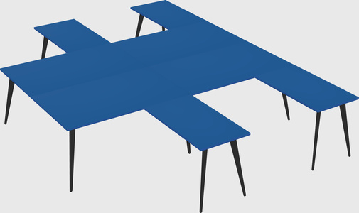 Shared l-shaped office desk system