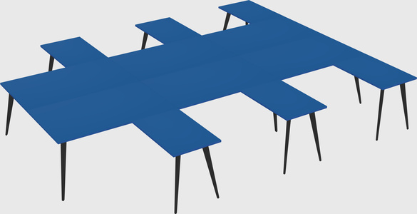 Shared l-shaped office desk system
