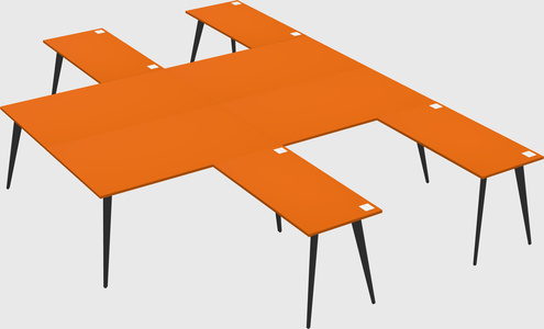Shared l-shaped office desk system