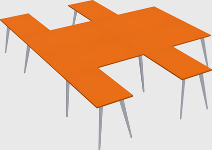 Shared l-shaped office desk system