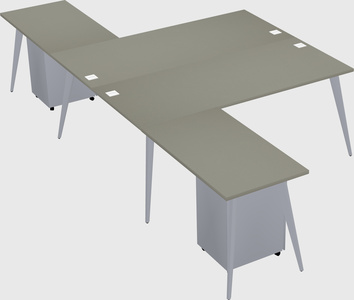 Shared l-shaped office desk system