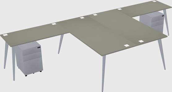 Shared l-shaped office desk system
