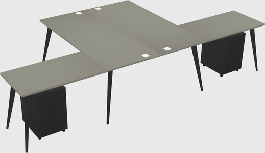 Shared l-shaped office desk system