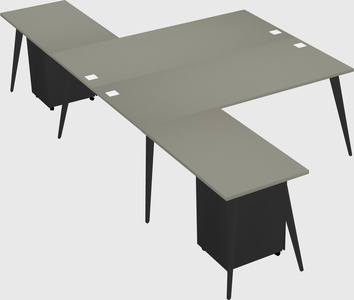 Shared l-shaped office desk system