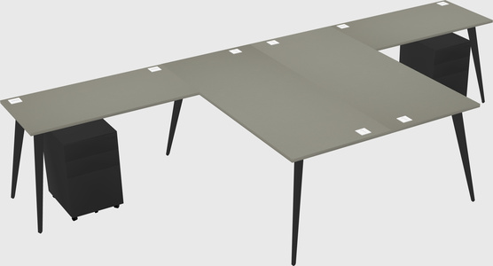 Shared l-shaped office desk system