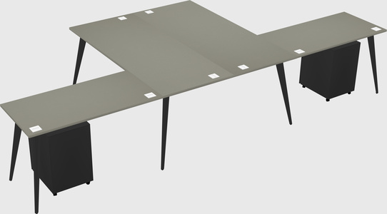 Shared l-shaped office desk system