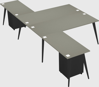 Shared l-shaped office desk system