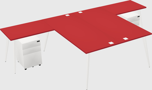 Shared l-shaped office desk system
