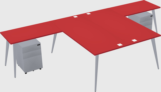 Shared l-shaped office desk system