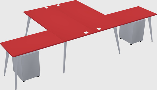 Shared l-shaped office desk system