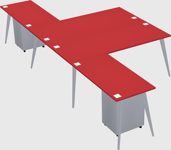 Shared l-shaped office desk system