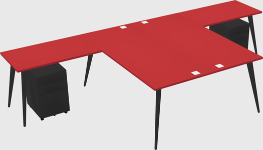 Shared l-shaped office desk system