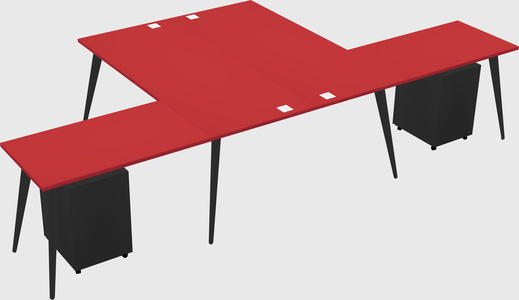 Shared l-shaped office desk system