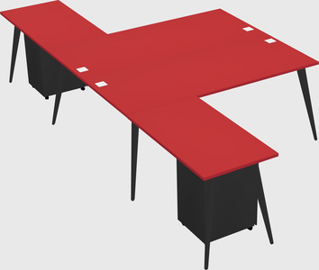 Shared l-shaped office desk system