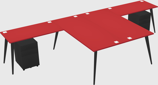 Shared l-shaped office desk system