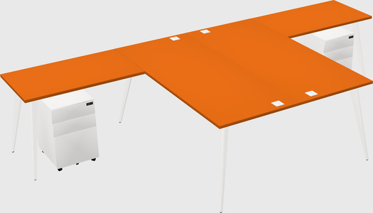 Shared l-shaped office desk system