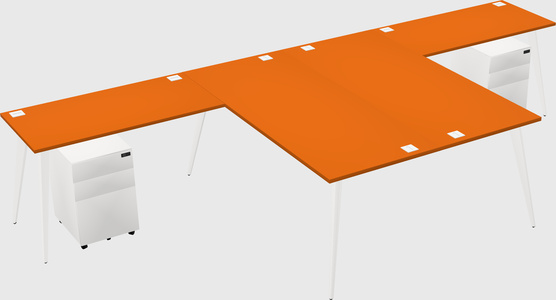 Shared l-shaped office desk system