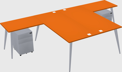 Shared l-shaped office desk system