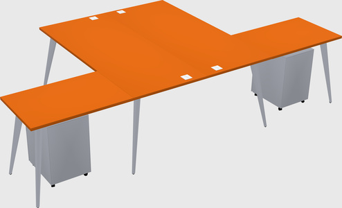 Shared l-shaped office desk system