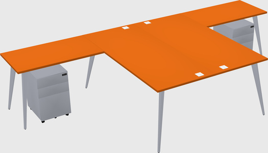 Shared l-shaped office desk system
