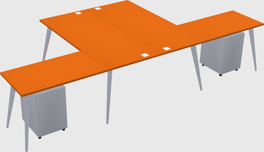Shared l-shaped office desk system