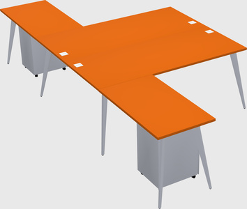 Shared l-shaped office desk system
