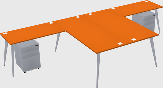 Shared l-shaped office desk system
