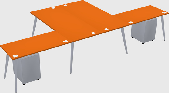 Shared l-shaped office desk system