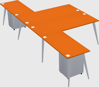 Shared l-shaped office desk system