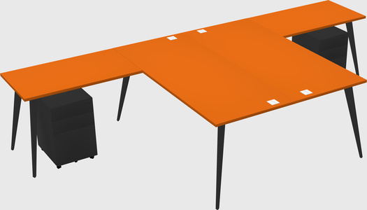 Shared l-shaped office desk system
