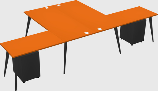 Shared l-shaped office desk system